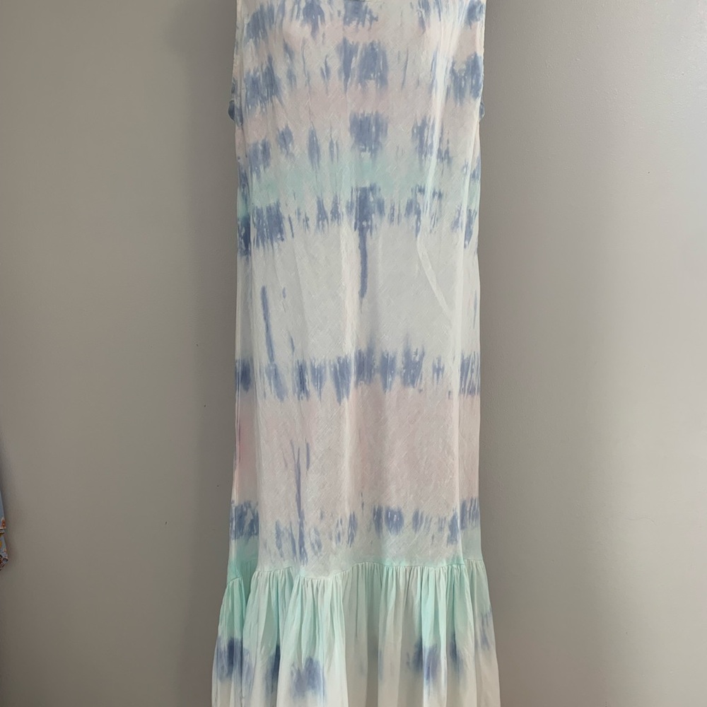 CHARLIE B Blue and Pink Ruffled Tiered Maxi Sundress - Picture 15 of 16